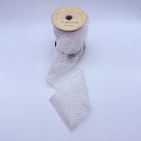 Iridescent White Glitter Polka Dot Ribbon 4