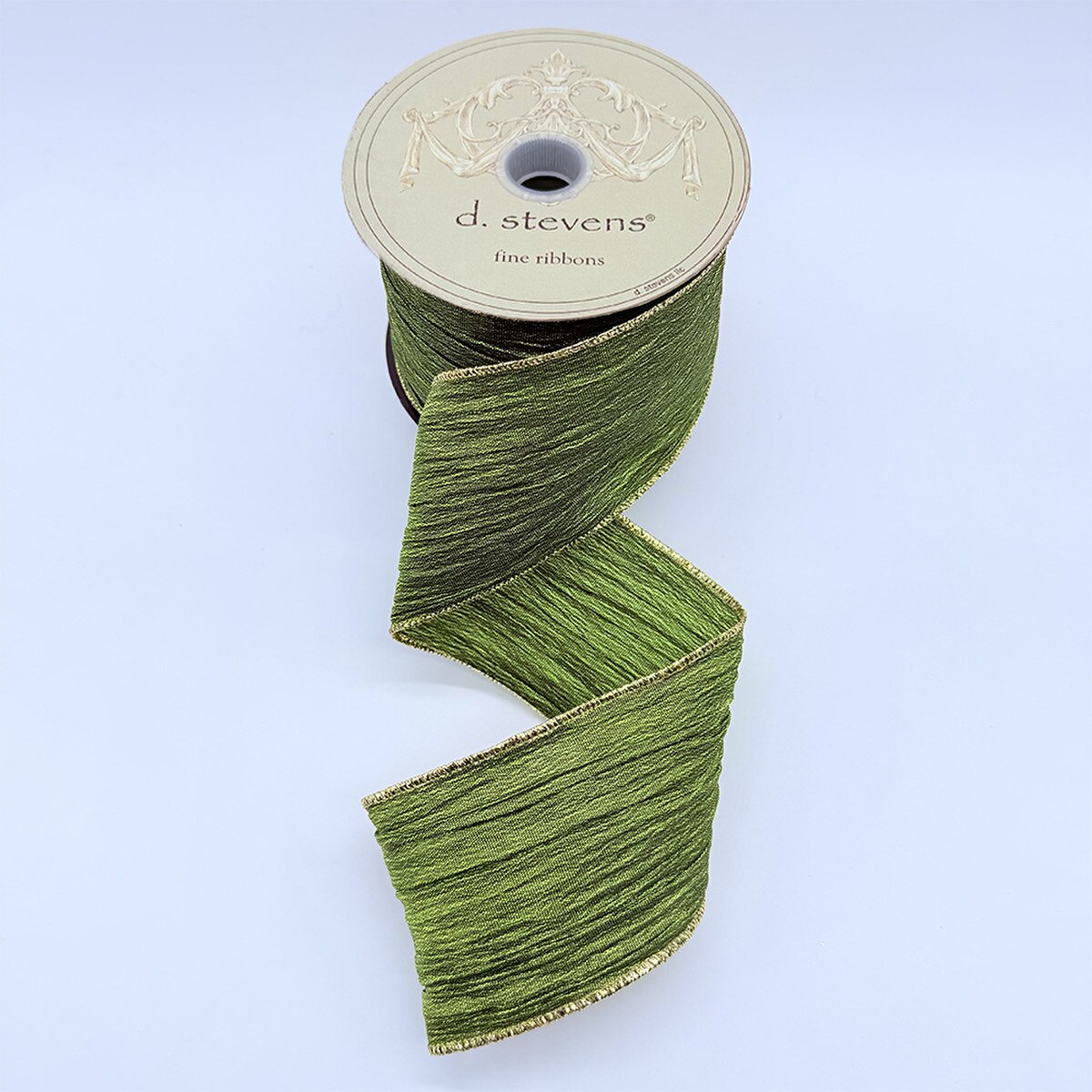 Olive Crinkle Gauze Ribbon 2.5 Inches x 10 Yards