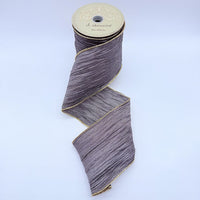 Pewter Crinkle Gauze Ribbon 4 Inch x 10 Yards