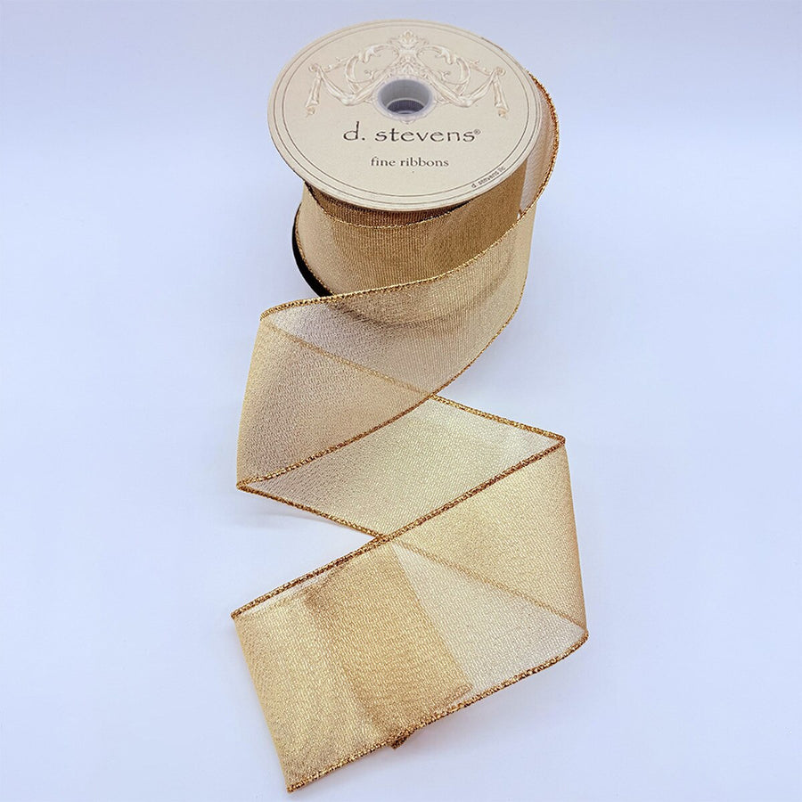 Gold Sheer Metallic Glam Ribbon 2.5 Inches x 25 Yards