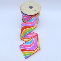 Abstract Waves Ribbon Pink Lime Yellow Aqua 2.5