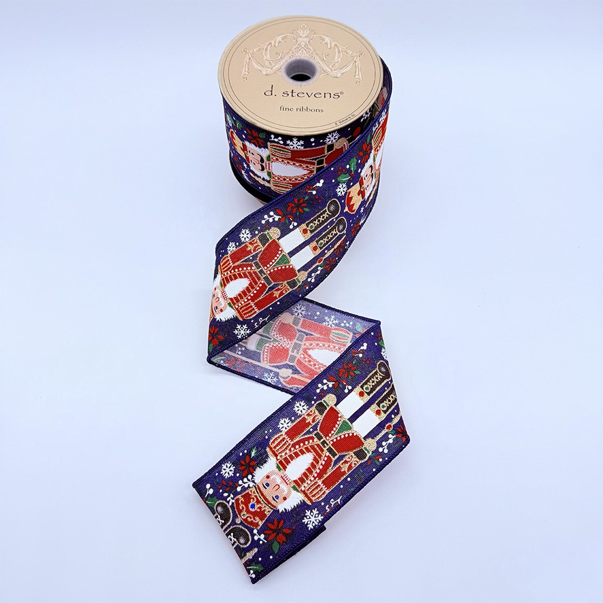Navy Ribbon Linen Traditional Nutcracker 2.5" x 10 Yds