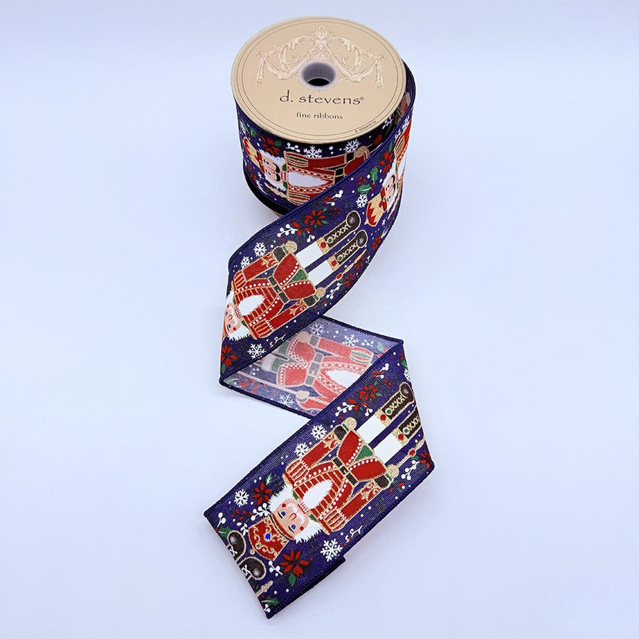 Navy Ribbon Linen Traditional Nutcracker 2.5" x 10 Yds