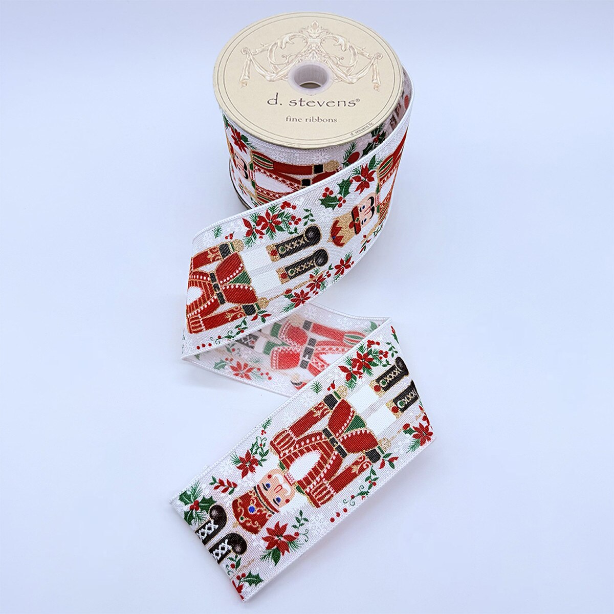Nutcracker Linen White Ribbon 2.5 Inch x 10 Yds