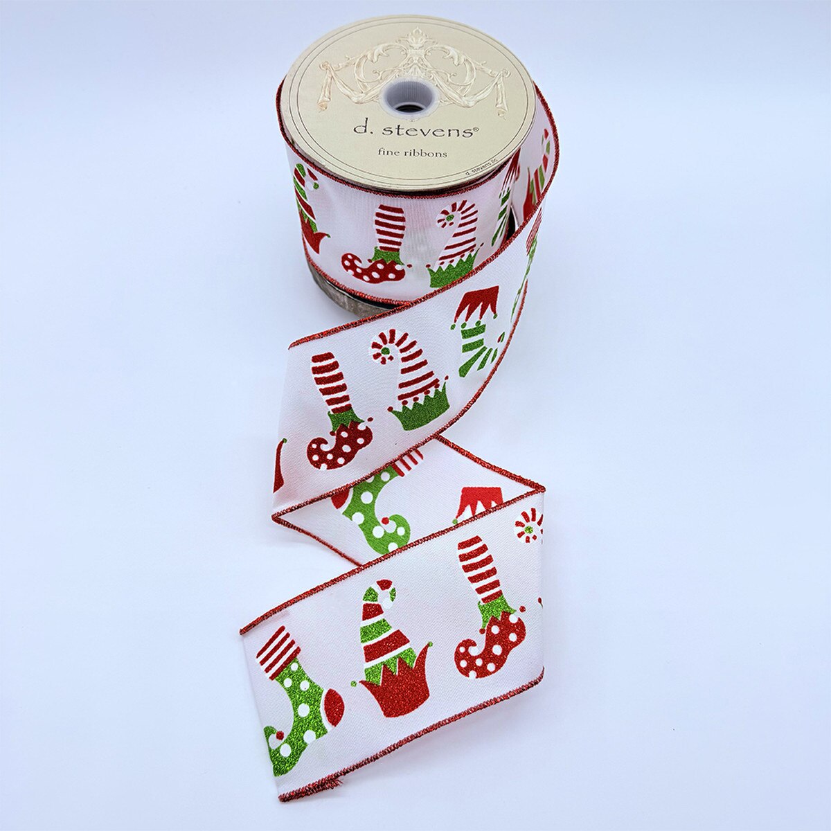 Jester Stockings Hats Satin Glitter White Red Lime Ribbon