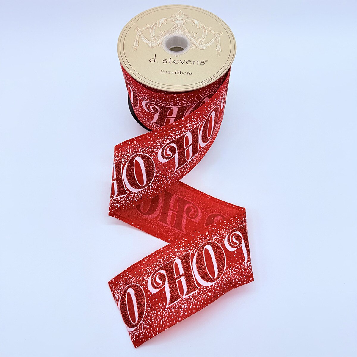 Red Glitter Ho Ho Ho Ribbon 2.5 Inch x 10 Yards