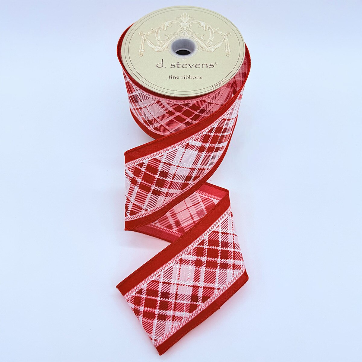 Plaid Linen Ribbon Red and White 2.5 Inch x 10 Yards
