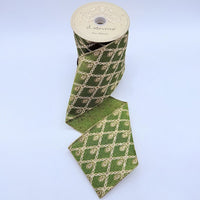 Olive Gold Satin Glitter Chain Ribbon 4