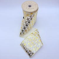 Gold Glitter Harlequin Ivory Satin Ribbon 4