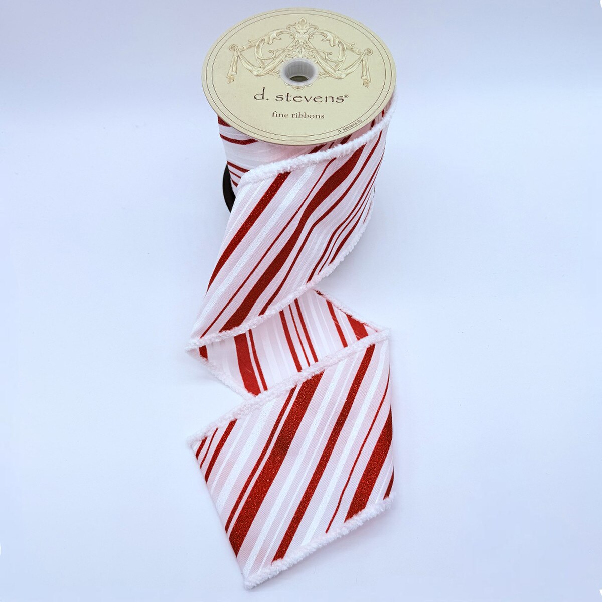 Red White Satin Glitter Ribbon 4 Inch x 10 Yards