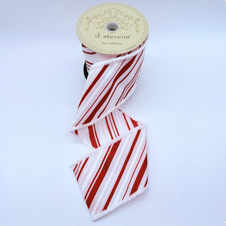 Red White Satin Glitter Ribbon 4 Inch x 10 Yards