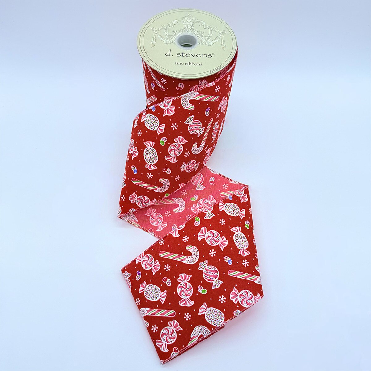 Christmas Candy Red Linen Ribbon 4 Inch x 10 Yards