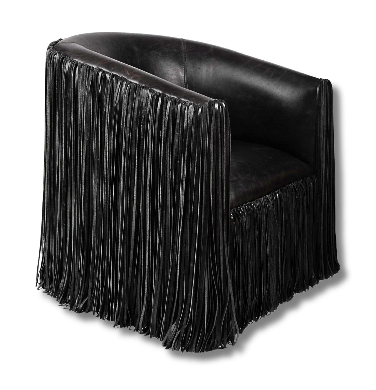 Marisol Shaggy Leather Swivel Chair