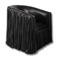 Marisol Shaggy Leather Swivel Chair