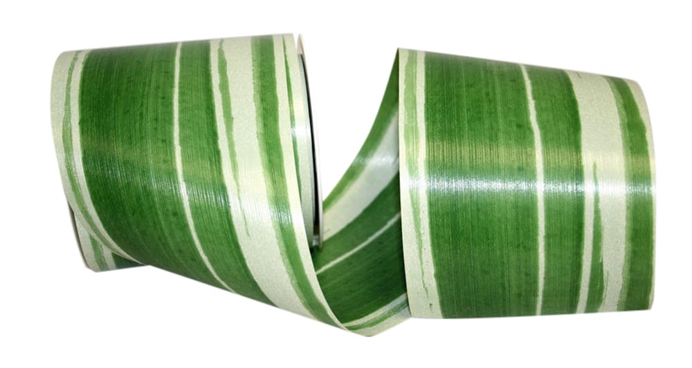 Aspidistra Leaf Ribbon Green 4 Inch for Wreaths and Bows