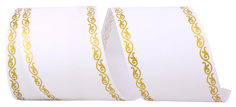White 3 Inch Ceremony Matte Ribbon Scroll Edge for Bows