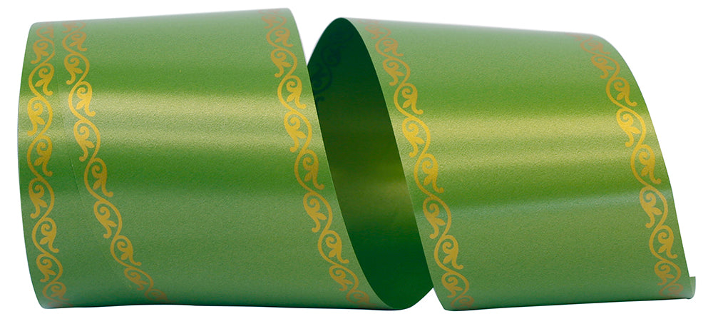 Green 3 Inch Shiny Printer Ribbon Scroll Edge for Wreaths