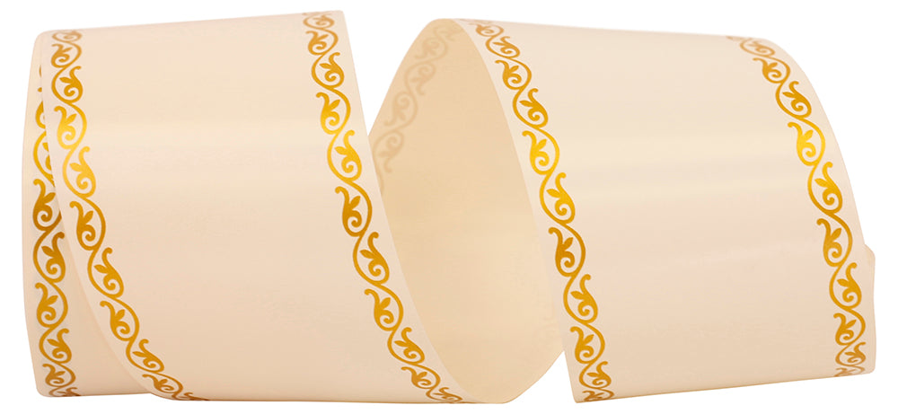 Ivory 3 Inch Shiny Printer Ribbon for Ceremony Wreaths