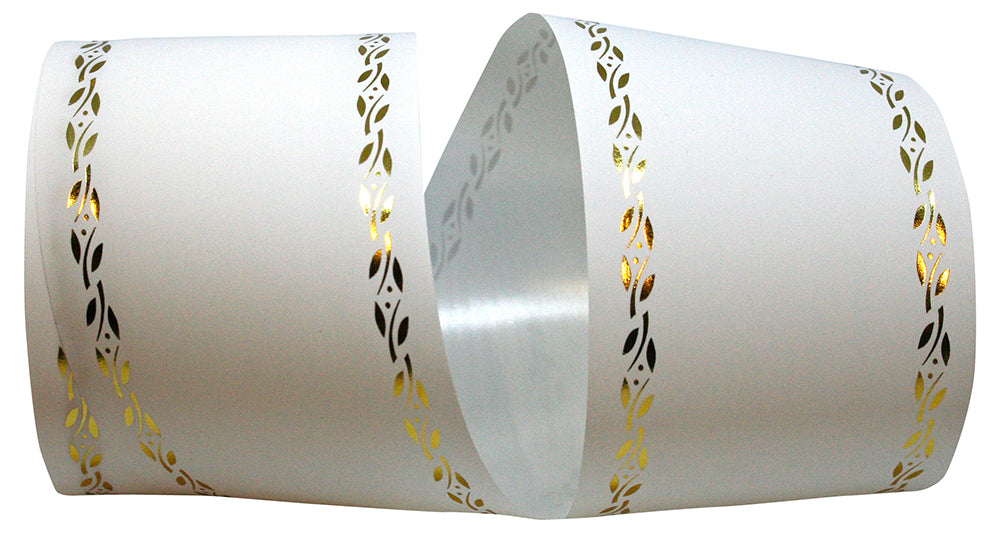 White 3 Inch Matte Printer Ribbon Petal Edge for Wreaths