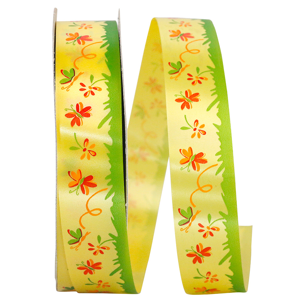 Floral Fest Ribbon Yellow 1 Inch for Wreaths and Bows