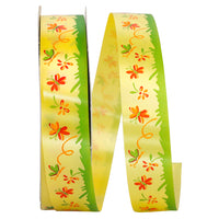 Floral Fest Ribbon Yellow 1 Inch for Wreaths and Bows