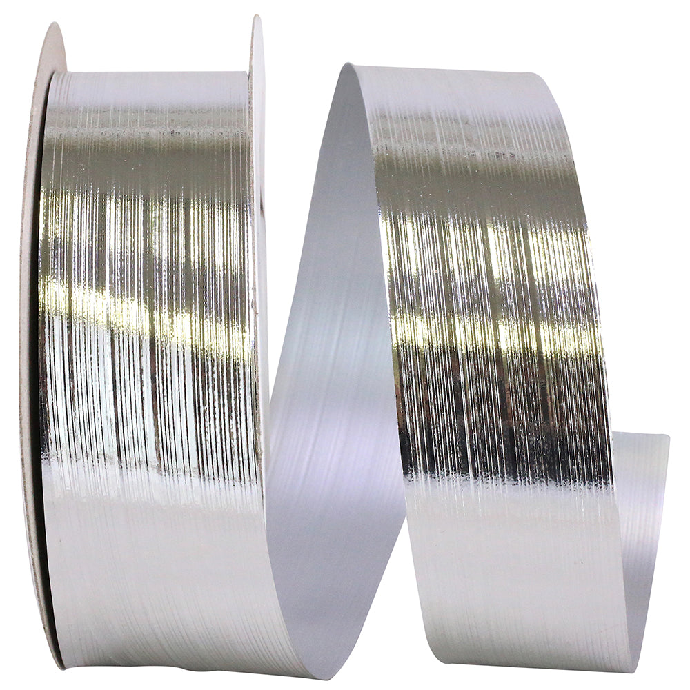 Silver Embossed Metallic Ribbon 1-1/4 Inch for Wreaths