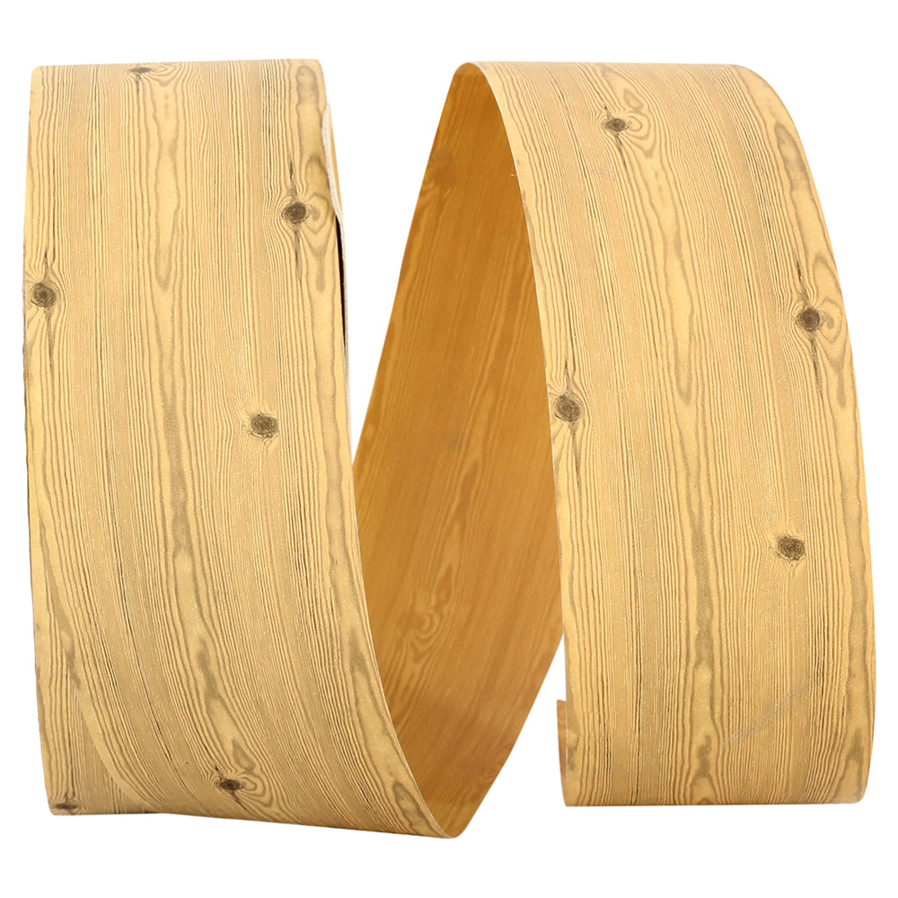 Wood Grain Ribbon 2 Inch Natural for Wreaths and Bows