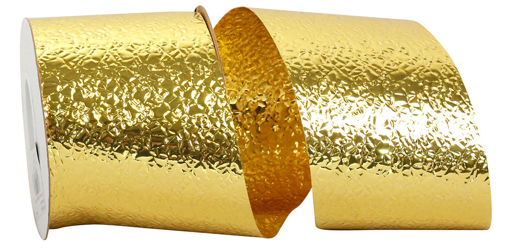 Gold 2-1 2 Inch Cracked Ice - Standard Weight - Ribbon for Wreaths & Bows