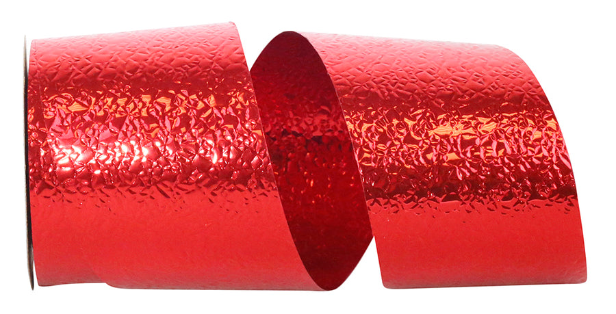 Red 2-1 2 Inch Cracked Ice - Standard Weight - Ribbon for Wreaths & Bows