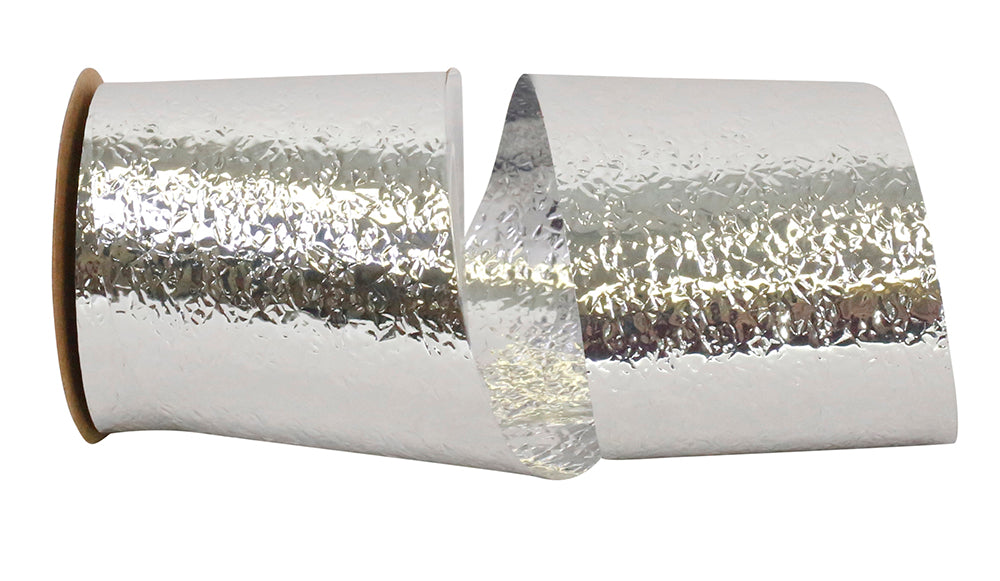 Silver 2-1 2 Inch Cracked Ice - Standard Weight - Ribbon for Wreaths & Bows
