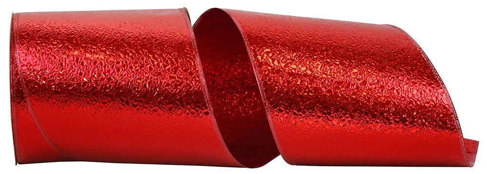 Red 6 Inch Heavyweight Cracked Ice Display Regal Wired Edge Ribbon for Wreaths & Bows
