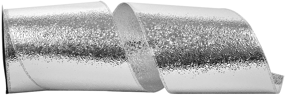 Silver 6 Inch Heavyweight Cracked Ice Display Regal Wired Edge Ribbon for Wreaths & Bows