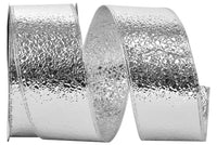 Silver 2-1 2 Inch Heavyweight Cracked Ice Display Regal Wired Edge Ribbon for Wreaths & Bows