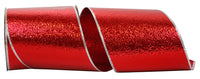 Red Silver 6 Inch Heavyweight Cracked Ice Display Regal Wired Edge Ribbon for Wreaths & Bows
