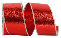 Red Silver 2-1 2 Inch Heavyweight Cracked Ice Display Regal Wired Edge Ribbon for Wreaths & Bows