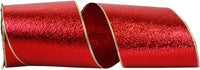 Red Gold 6 Inch Heavyweight Cracked Ice Display Regal Wired Edge Ribbon for Wreaths & Bows