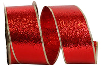 Red Gold 2-1 2 Inch Heavyweight Cracked Ice Display Regal Wired Edge Ribbon for Wreaths & Bows