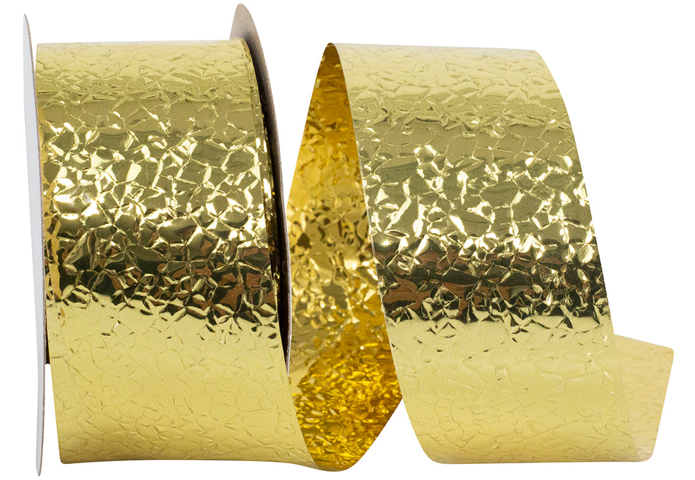 Gold 1-3 8 Inch Cracked Ice Display Heavyweight Unwired Ribbon for Wreaths & Bows