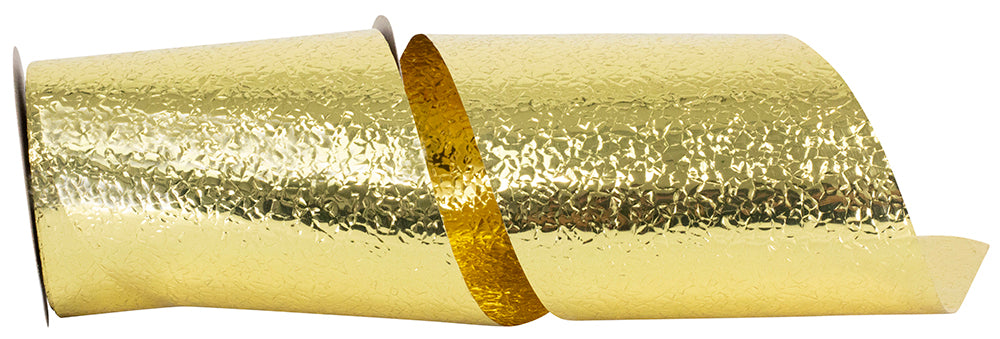 Gold 3-7 8 Inch Cracked Ice Display Heavyweight Unwired Ribbon for Wreaths & Bows