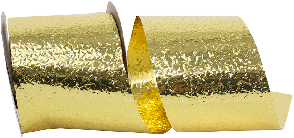 Gold 2-3 8 Inch Cracked Ice Display Heavyweight Unwired Ribbon for Wreaths & Bows