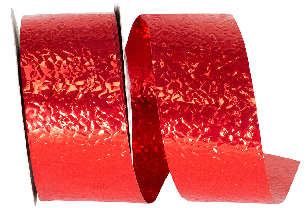 Red 1-3 8 Inch Cracked Ice Display Heavyweight Unwired Ribbon for Wreaths & Bows