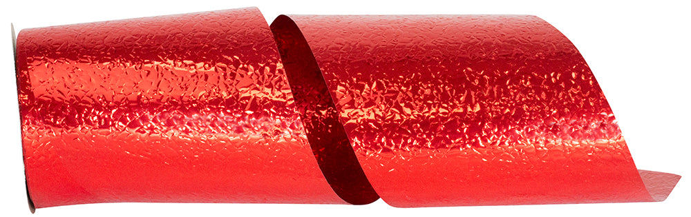 Red 3-7 8 Inch Cracked Ice Display Heavyweight Unwired Ribbon for Wreaths & Bows