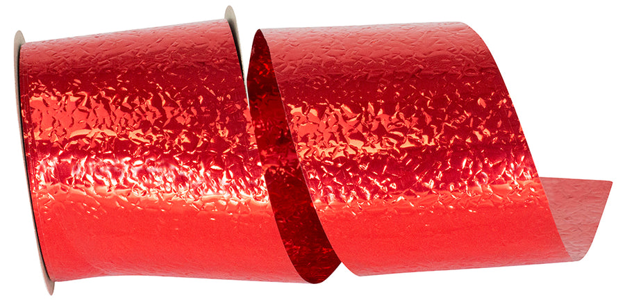 Red 2-3 8 Inch Cracked Ice Display Heavyweight Unwired Ribbon for Wreaths & Bows