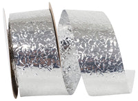 Silver 1-3 8 Inch Cracked Ice Display Heavyweight Unwired Ribbon for Wreaths & Bows