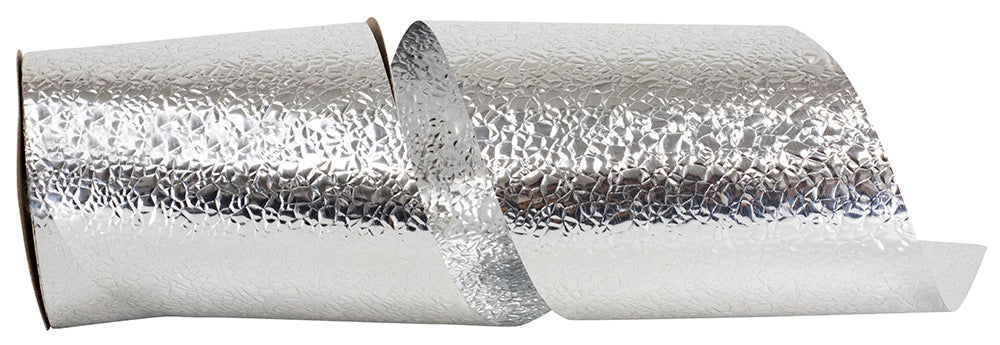 Silver 3-7 8 Inch Cracked Ice Display Heavyweight Unwired Ribbon for Wreaths & Bows