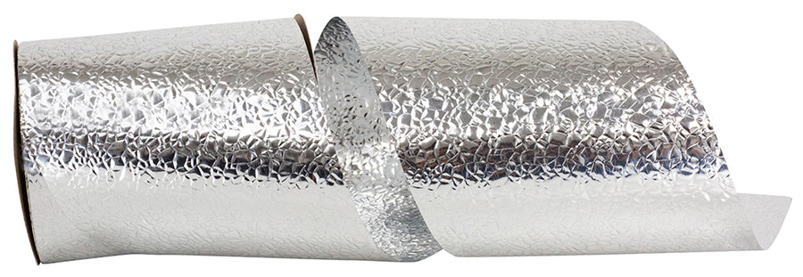 Silver 3-7 8 Inch Cracked Ice Display Heavyweight Unwired Ribbon for Wreaths & Bows