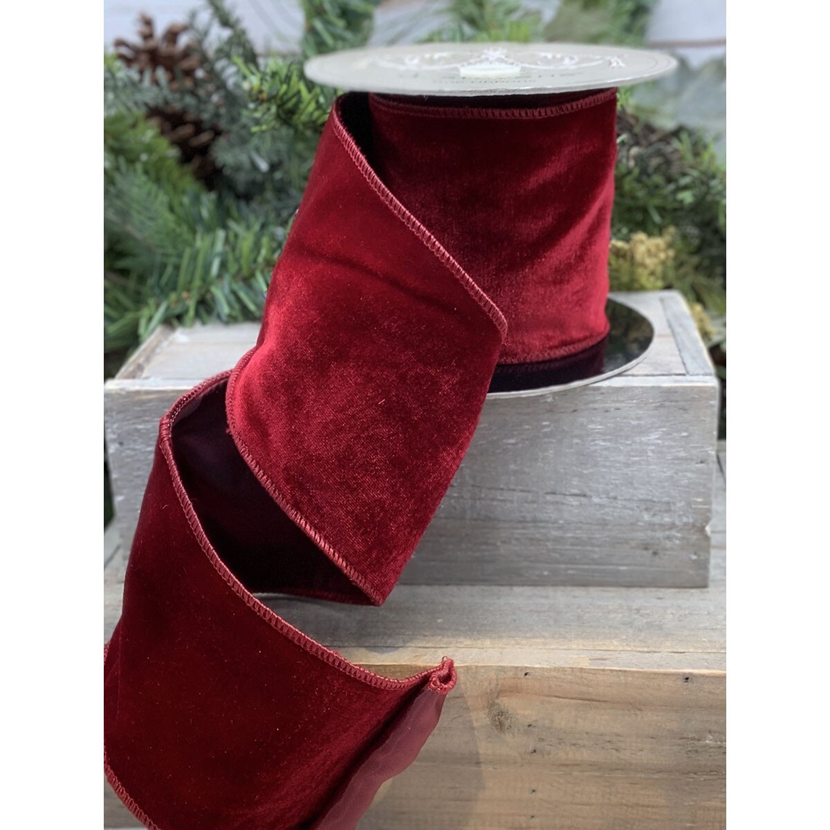 Burgundy Dark Red Velvet Taffeta Ribbon 4 Inch x 10 Yds