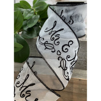 Mr. & Mrs. White Embroidery Organza Ribbon 4