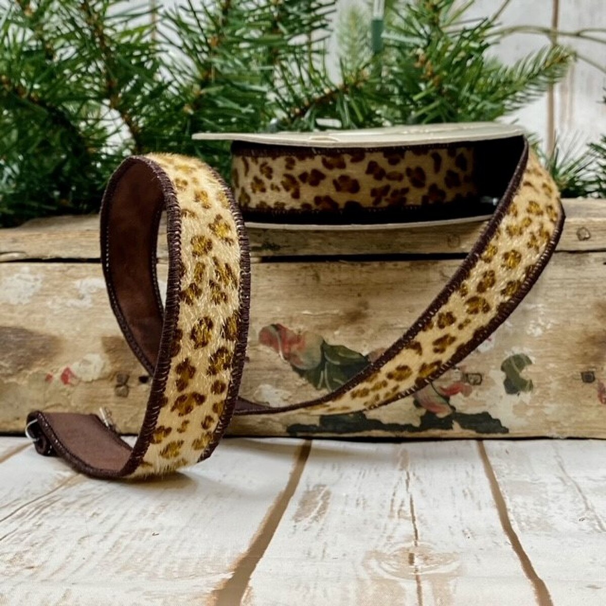 Leopard Brown-Tan Faux Horsehair Ribbon 1 Inch x 10 Yds