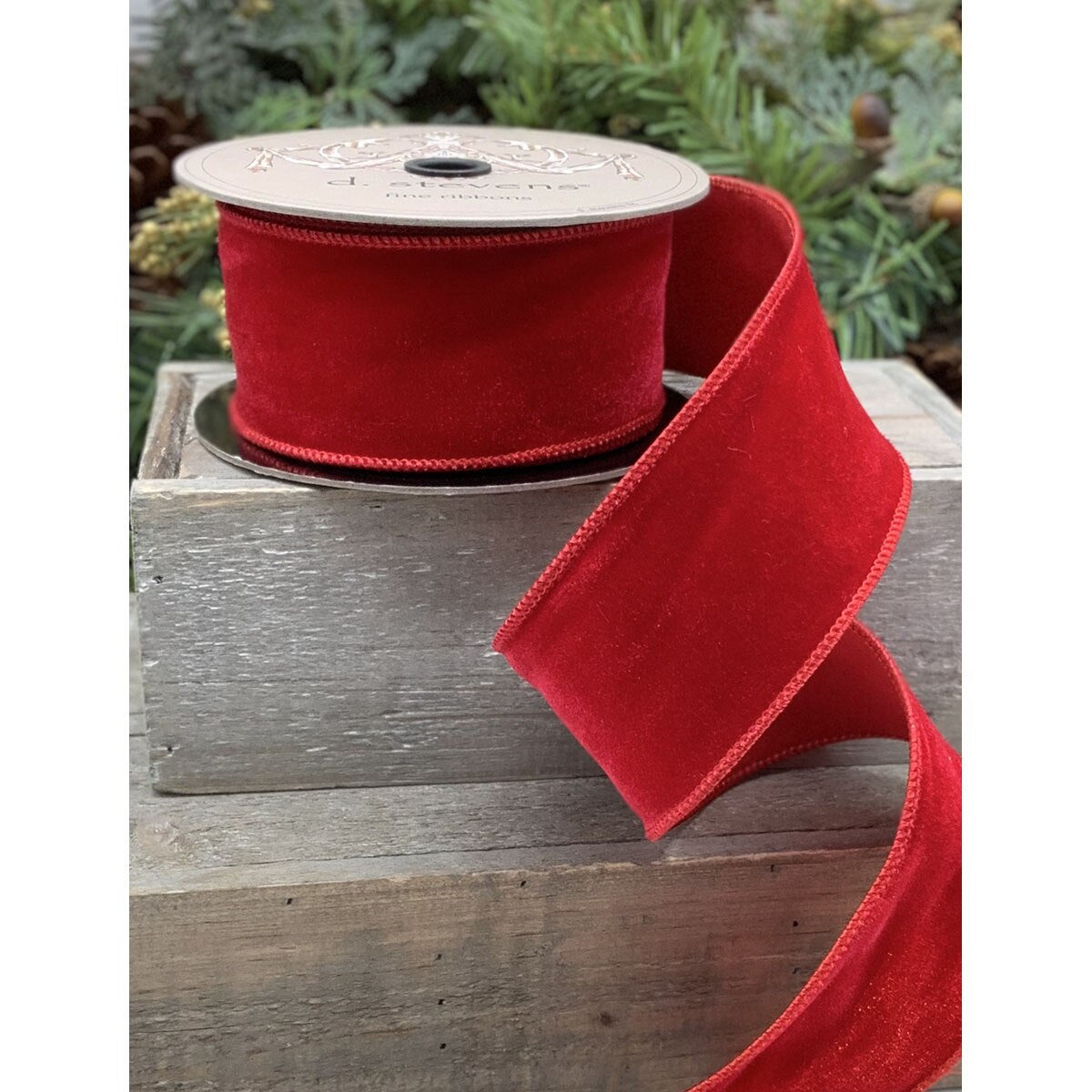 Red Velvet Faux Dupion Ribbon 2.5 Inch x 10 Yards